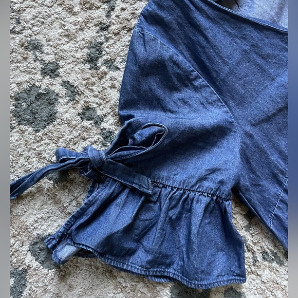 Denim J. Crew Dress w Flutter Sleeve Size XS Neutral Contemporary Country 10/10 - Picture 2 of 7